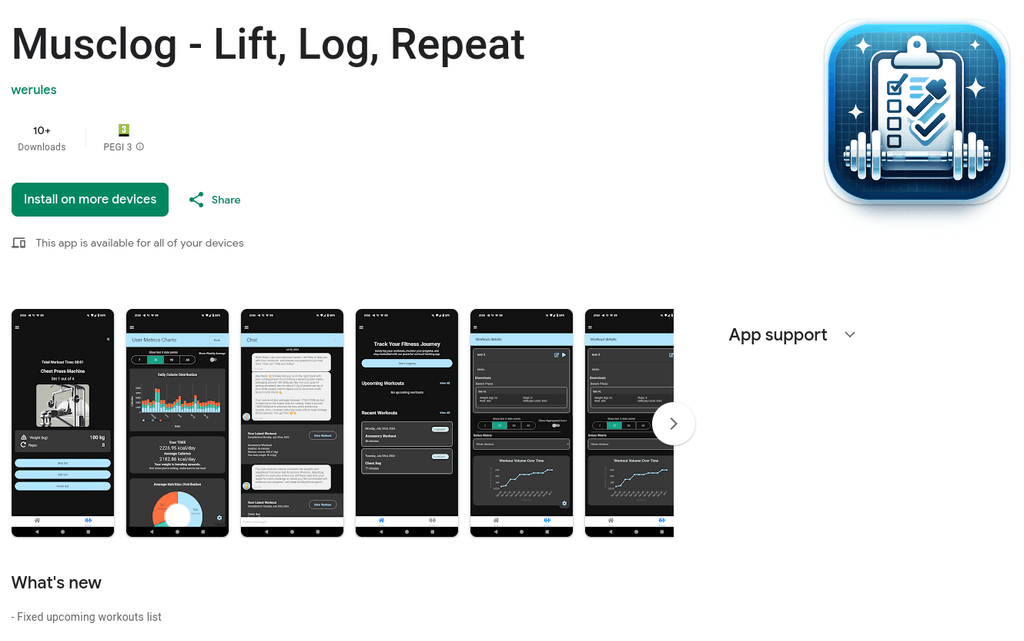 Musclog no Google Play